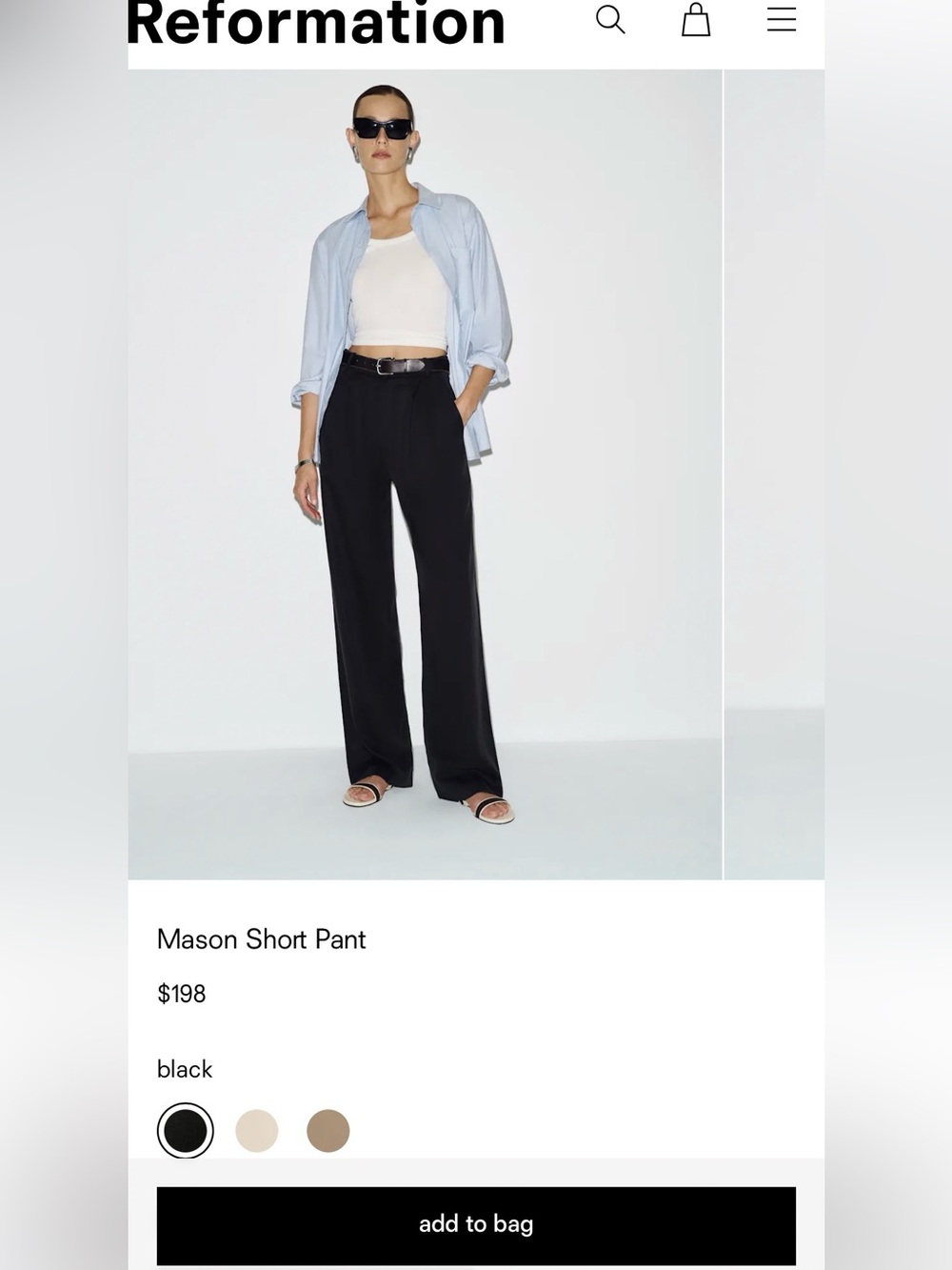 Reformation Mason Pant Black 008